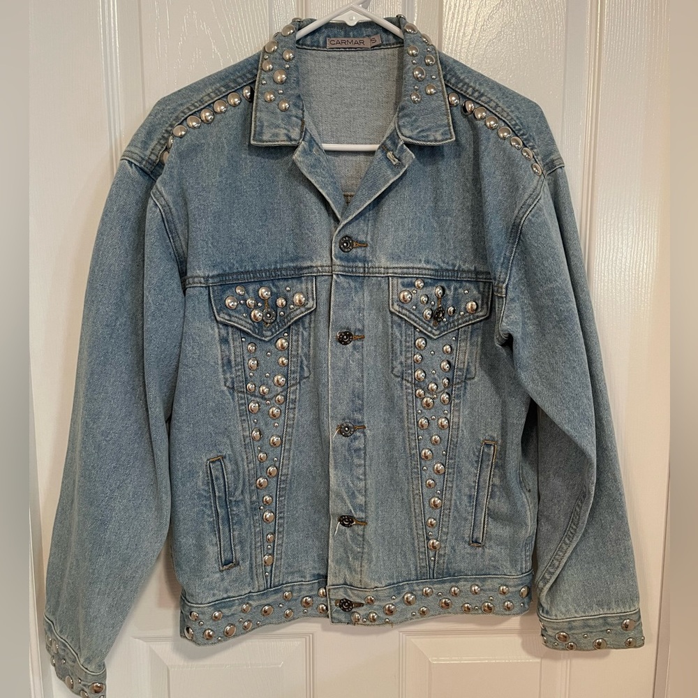 Carmar Oversized Embellished Denim Jean Jacket Size Small